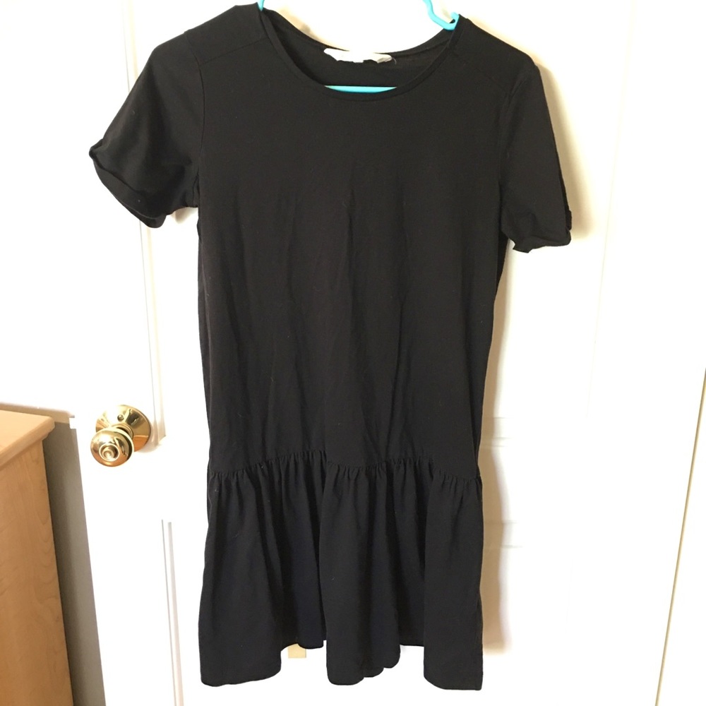 Black drop waist cotton mini dress 10 EU/8 US